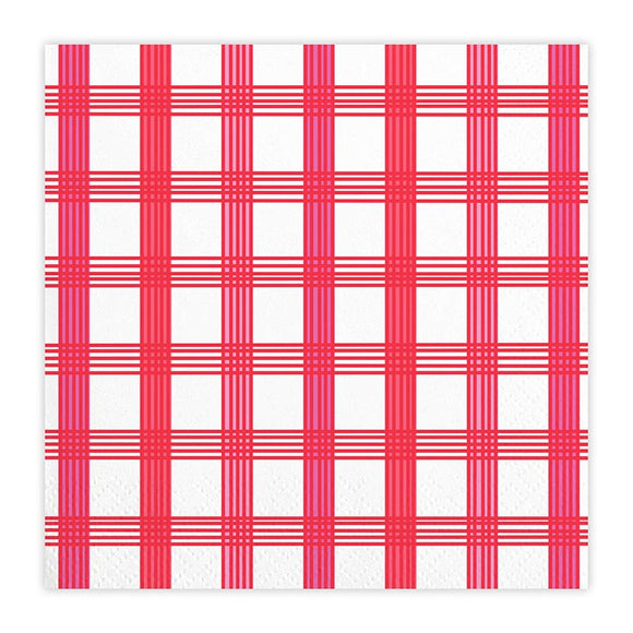 RED GINGHAM COCKTAIL NAPKINS