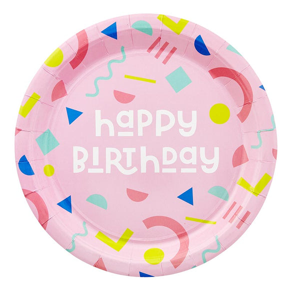 HAPPY BIRTHDAY GEO LUNCH/DINNER PLATES disc