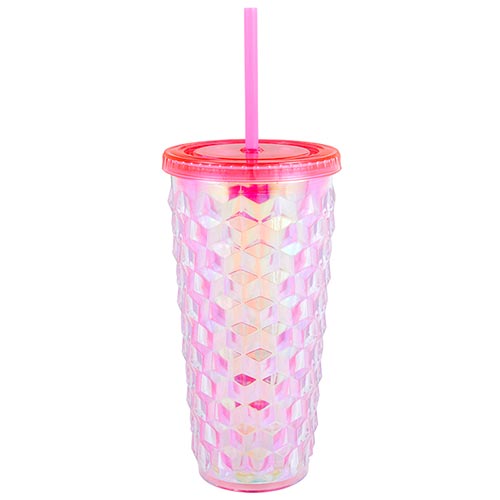 PINK FACETED TUMBLER