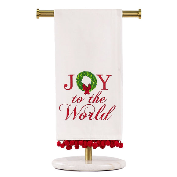 JOY TO THE WORLD WREATH HAND TOWEL