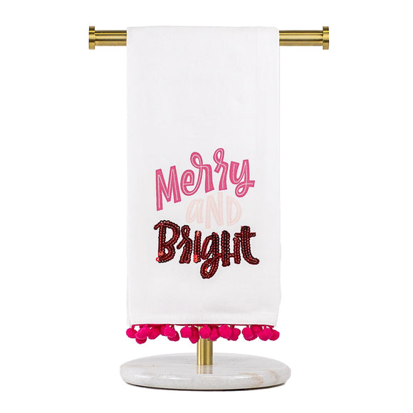 MERRY & BRIGHT POM HAND TOWEL