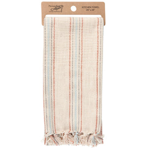 RED/BLUE TICKING STRIPE KITCHEN TOWEL