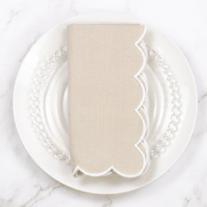 SCALLOP NAPKIN GRAY/WHITE, SET OF 2