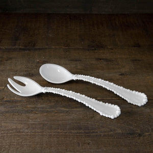 VIDA ALEGRIA LARGE SALAD SERVERS, WHITE