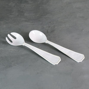 VIDA CHARLESTON LARGE SALAD SERVERS, WHITE