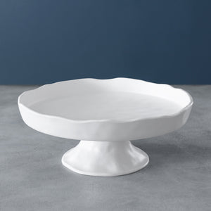 VIDA NUBE ROUND PEDESTAL CAKE PLATE, WHITE