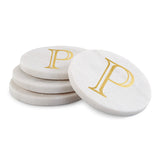 WHITE MARBLE GOLD INITIAL COASTERS