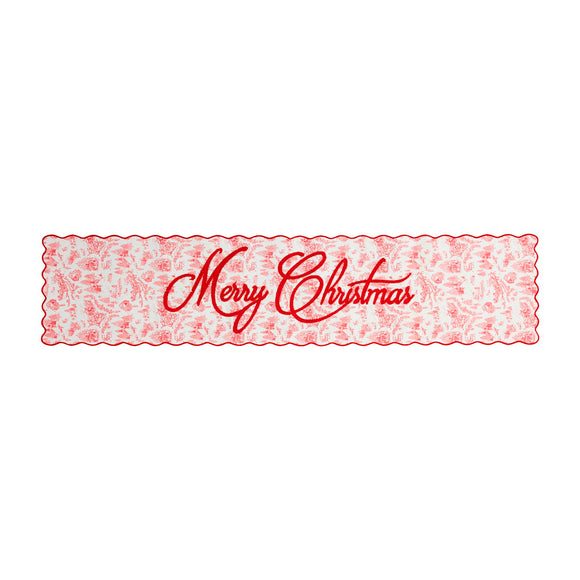 RED TOILE CHRISTMAS TABLE RUNNER