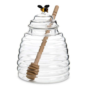 GLASS HONEY JAR w/ HONEY DIPPER