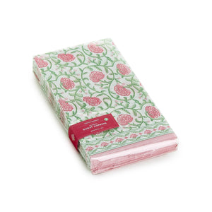 PINK FLORAL BLOCK PRINT GUEST TOWEL NAPKINS