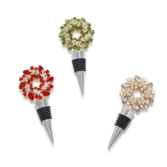 JEWELED WREATH BOTTLE STOPPER