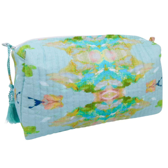 STAINED GLASS BLUE LARGE COSMETIC BAG