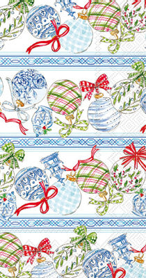 BLUE ORNAMENTS GUEST NAPKIN