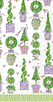 PURPLE/GREEN TOPIARIES GUEST NAPKIN