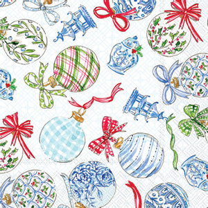 BLUE ORNAMENTS COCKTAIL NAPKIN