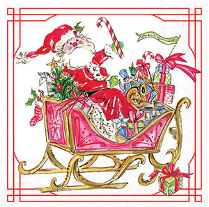 SANTA SLEIGH with PRESENTS COCKTAIL NAPKIN