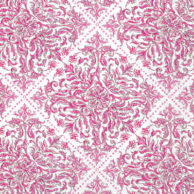 PINK TOPIARY PATTERN COCKTAIL NAPKIN