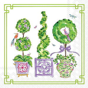 PURPLE/GREEN TOPIARIES COCKTAIL NAPKIN