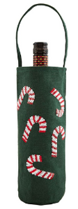 SEQUIN CANDY CANE WINE BAG