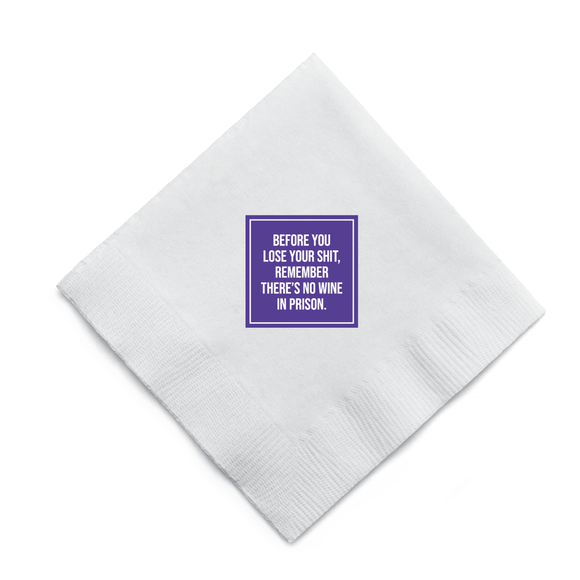 NO WINE IN PRISON COCKTAIL NAPKINS