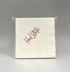 HAIL STATE MAROON FOIL COCKTAIL NAPKINS