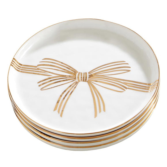 GOLD BOW APPETIZER PLATES, SET OF 4