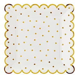 GOLD DOT SCALLOPED PAPER PLATE