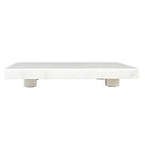 WHITE MARBLE FOOTED TRAY, 8"