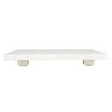 WHITE MARBLE FOOTED TRAY, 10"