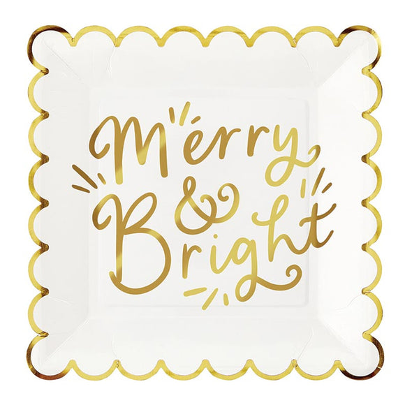 MERRY & BRIGHT FOIL SCALLOP PLATES