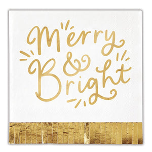 MERRY & BRIGHT FOIL FRINGE COCKTAIL NAPKINS