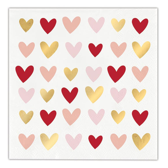 FOIL HEARTS COCKTAIL NAPKINS