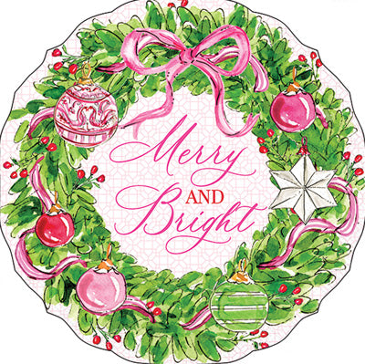 MERRY & BRIGHT WREATH SHAPED LUNCH NAPKIN