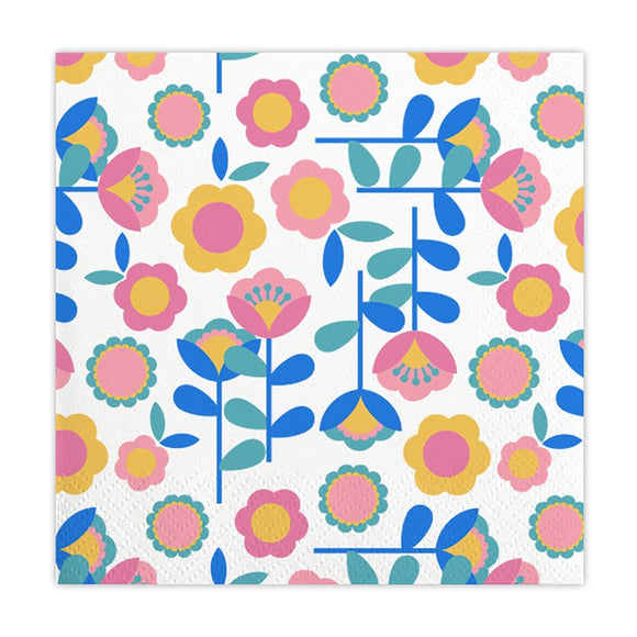 RETRO FLOWERS BEVERAGE NAPKINS disc