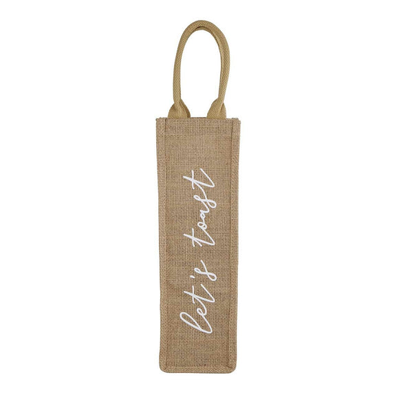 LET'S TOAST BURLAP WINE BAG