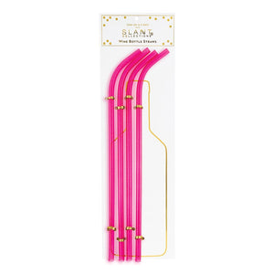 WINE BOTTLE BRIGHT PINK STRAWS