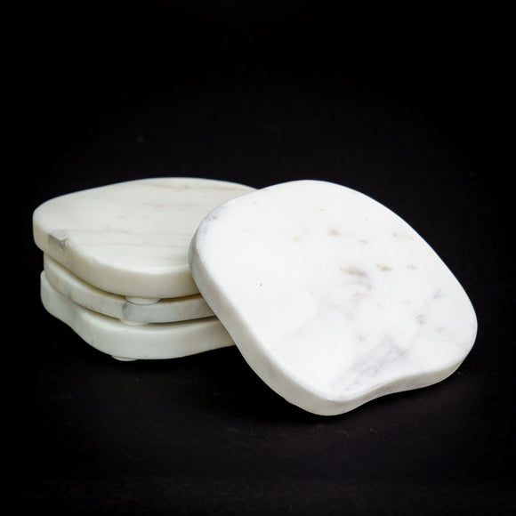 MARBLE FREE-FORM COASTERS, SET OF 4