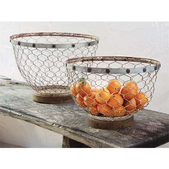 LG NESTED CHICKEN WIRE BOWL - DISC