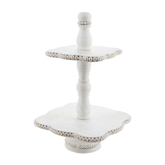 WHITE BEADED SCALLOPED TIERED SERVER