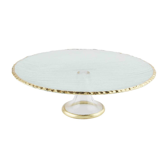 GOLD EDGE GLASS CAKE STAND