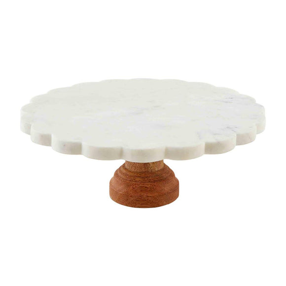 SCALLOPED MARBLE PEDESTAL CAKE STAND