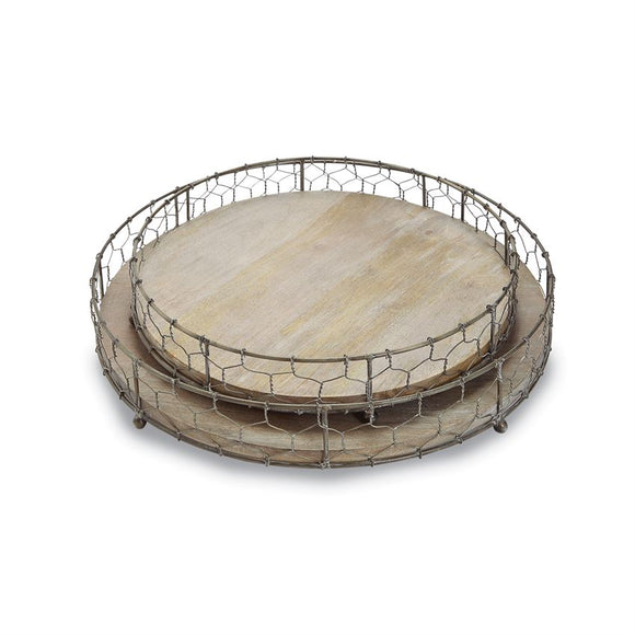 SMALL WOOD WIRE TRAYS disc