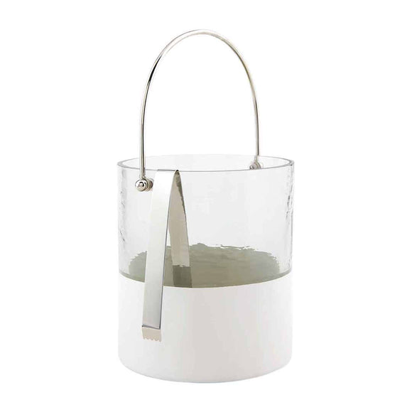 GLASS AND WHITE ICE BUCKET