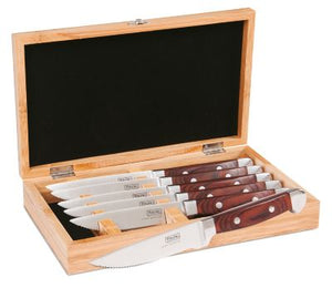 VIKING 6 PIECE STEAK KNIFE SET, RED