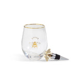 BEE STEMLESS WINE GLASS & WINE STOPPER