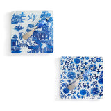 BLUE AND WHITE FLORAL CHEESE SERVING SET