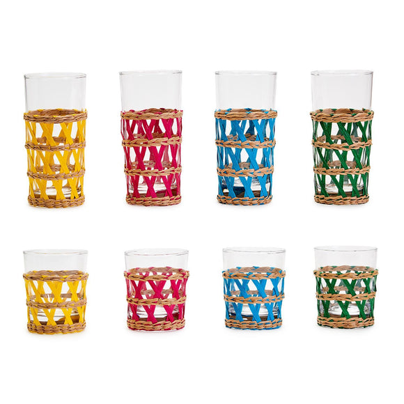 HAMPTON LATTICE DOUBLE OLD FASHION GLASS, ASSORTED COLORS disc