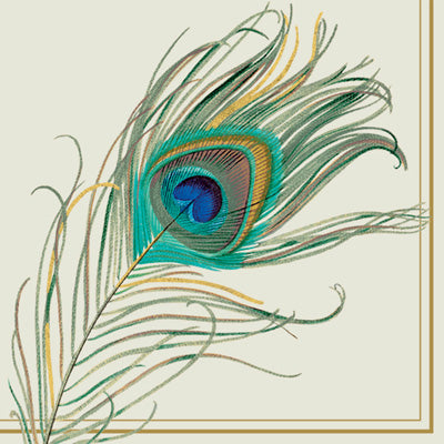 PEACOCK FEATHER COCKTAIL NAPKIN