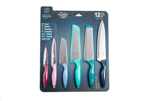 Core Home Perfect Precision 12pc Knife Set - Stainless Steel Blades,  Ergonomic Handle, Multiple Colors - Ideal for Precision Cutting and  Chopping in the Cutlery department at
