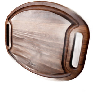 WALNUT OVAL GRILLING BOARD WITH HANDLES